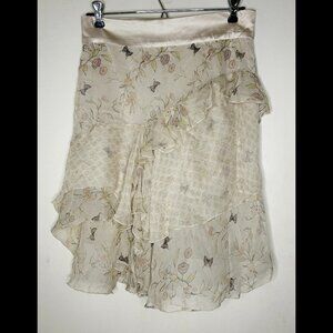RENEE BARDOT 100% Silk Floral Skirt Layered Soft Flowy Fairy Princess SIZE SMALL